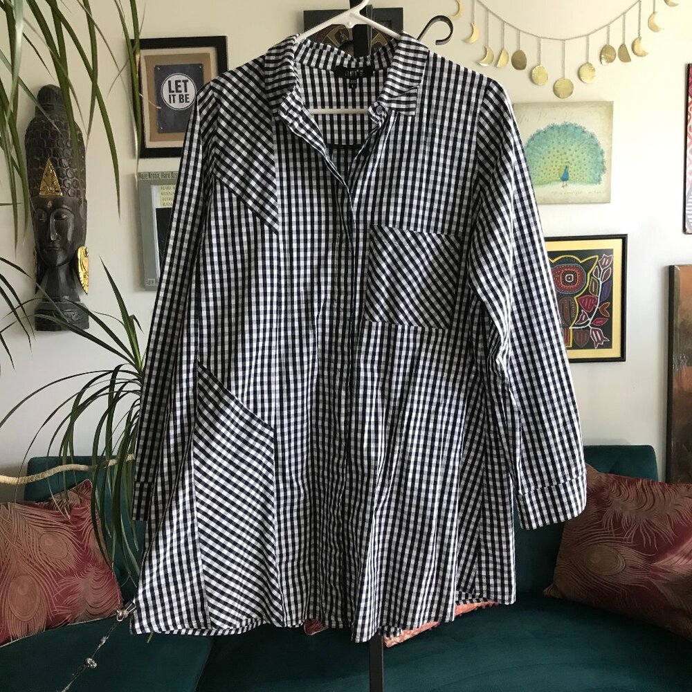 Comfy USA Black and White Checkered Tunic